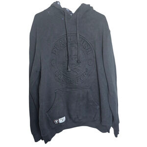Death Wish Coffee Hoodie Embossed All Black DWC Logo Crossbone Lined Hood #940